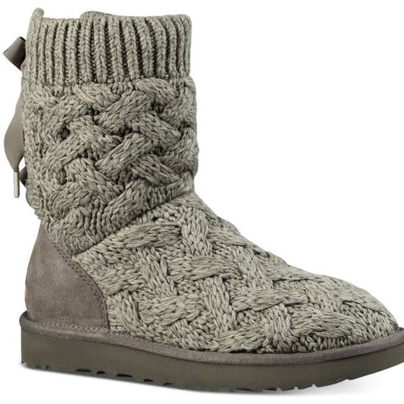 Ugg Isla Gray Bow Boots size 7 - Picture 1 of 12